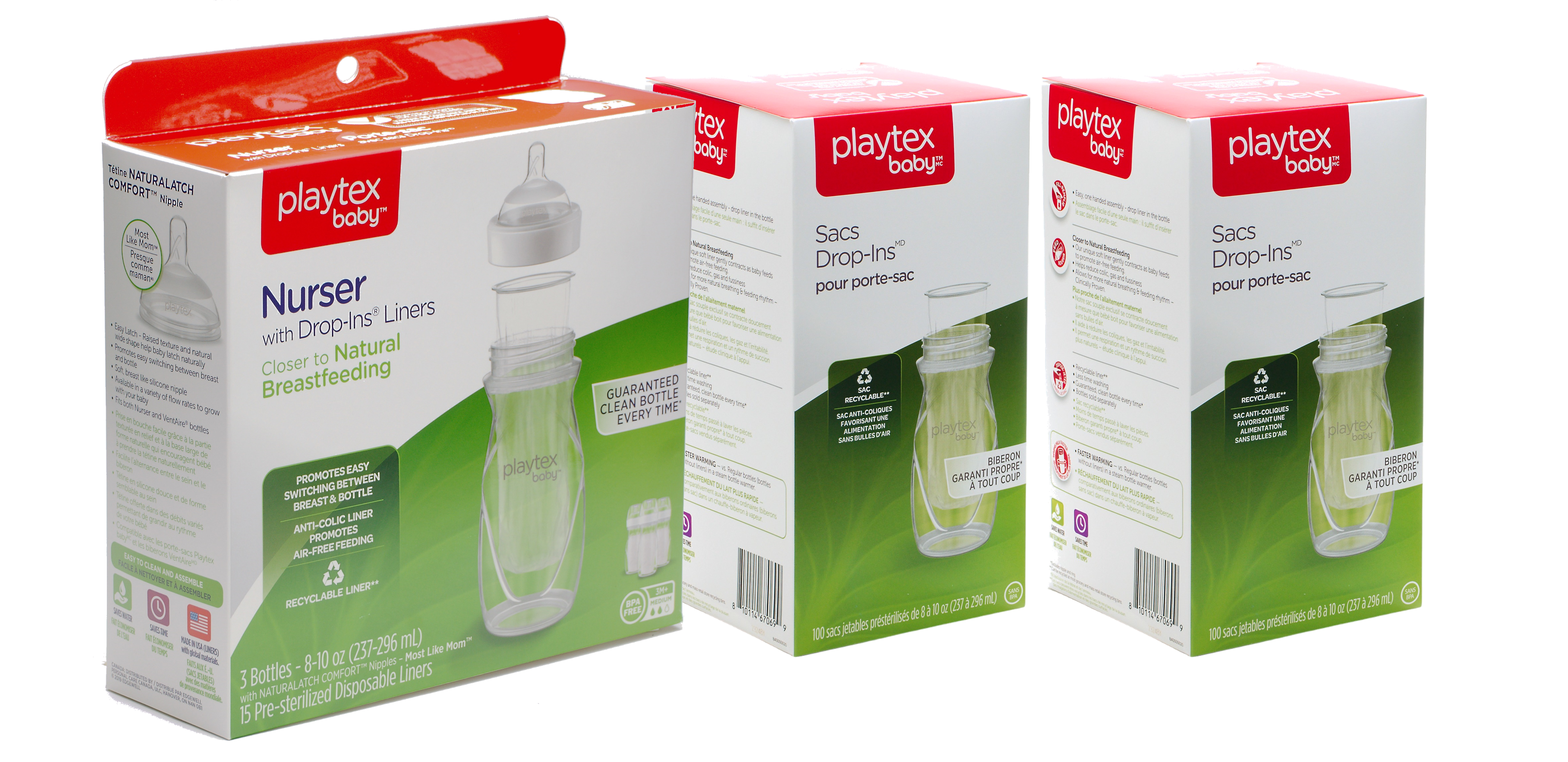Playtex Baby™ Anti-Colic Nurser Bottles with Drop-Ins® Liners – 3 Pack Travel Bottles for Newborns & Infants | BPA-Free, Leak-Proof | Perfect for On-the-Go Feeding, Daycare & Travel