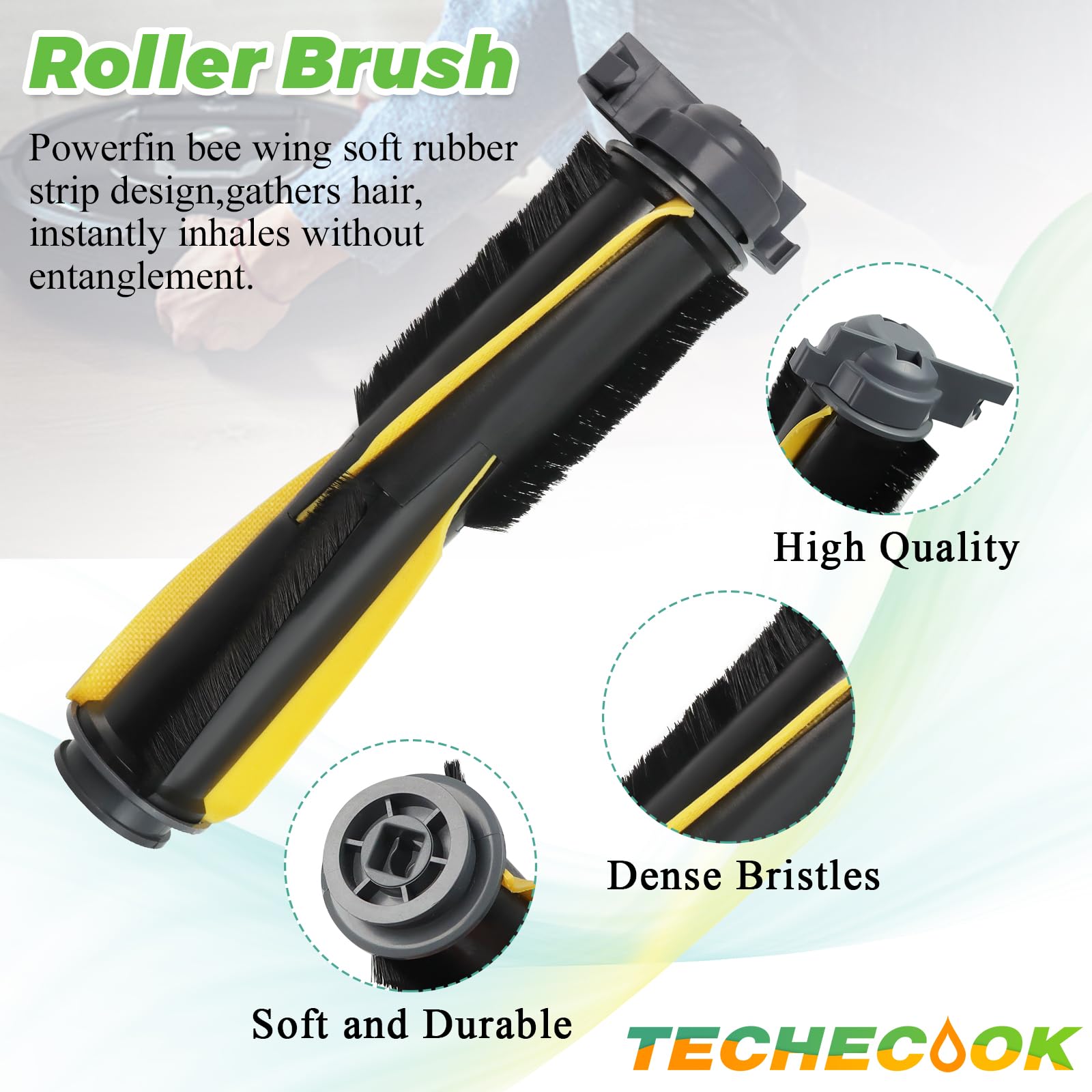 Techecook Shark IQ Robot Vacuum Replacement Parts Kit - 6 Side Brushes, 3 HEPA Filters, 1 Main Roller Brush & Cleaning Tool for Shark R101AE RV1001AE Models - Perfect for Home Cleaning Maintenance