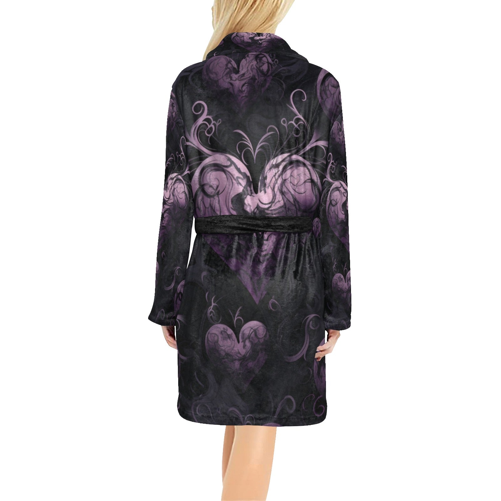 Gothic Heart Night Robe for Women - Elegant Lace Trim Sleepwear - Perfect for Halloween, Gothic Parties & Romantic Nights