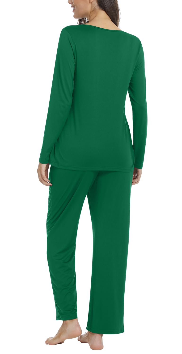 TAOHUADAO Women's Pajama Sets - Soft 2 Piece Pleated Lounge Sleepwear with Long Pants & Pockets | Comfortable Ladies Pjs for Sleeping, Lounging & Home Wear (Perfect for Nighttime Relaxation & Cozy Evenings)