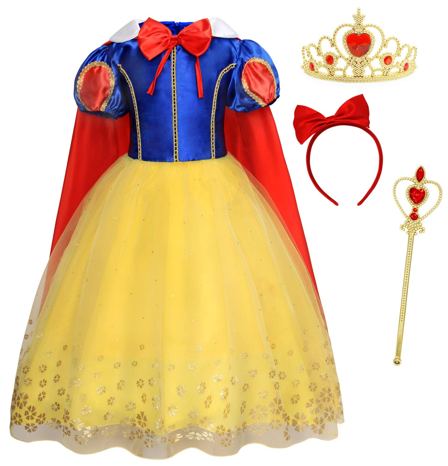 **COTRIO Princess Costume Dress for Girls - Elegant Birthday Party & Halloween Outfit with Red Headband | Kids Fairy Tale Dress for Cosplay, Dress-Up, and Special Occasions**