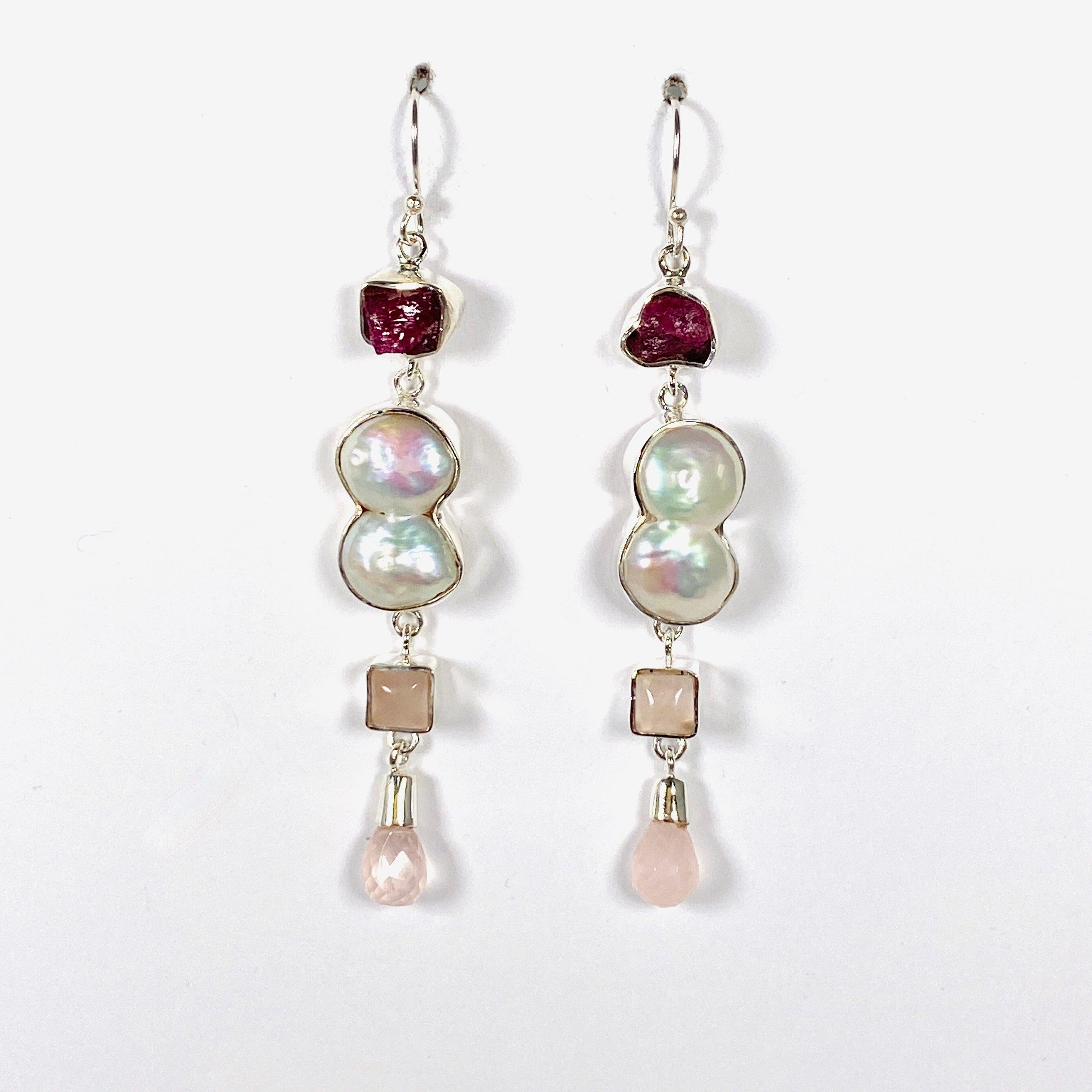 KEGJ1371 Elegant Pearl Multi-Drop Earrings for Women - Perfect for Weddings, Parties & Special Occasions