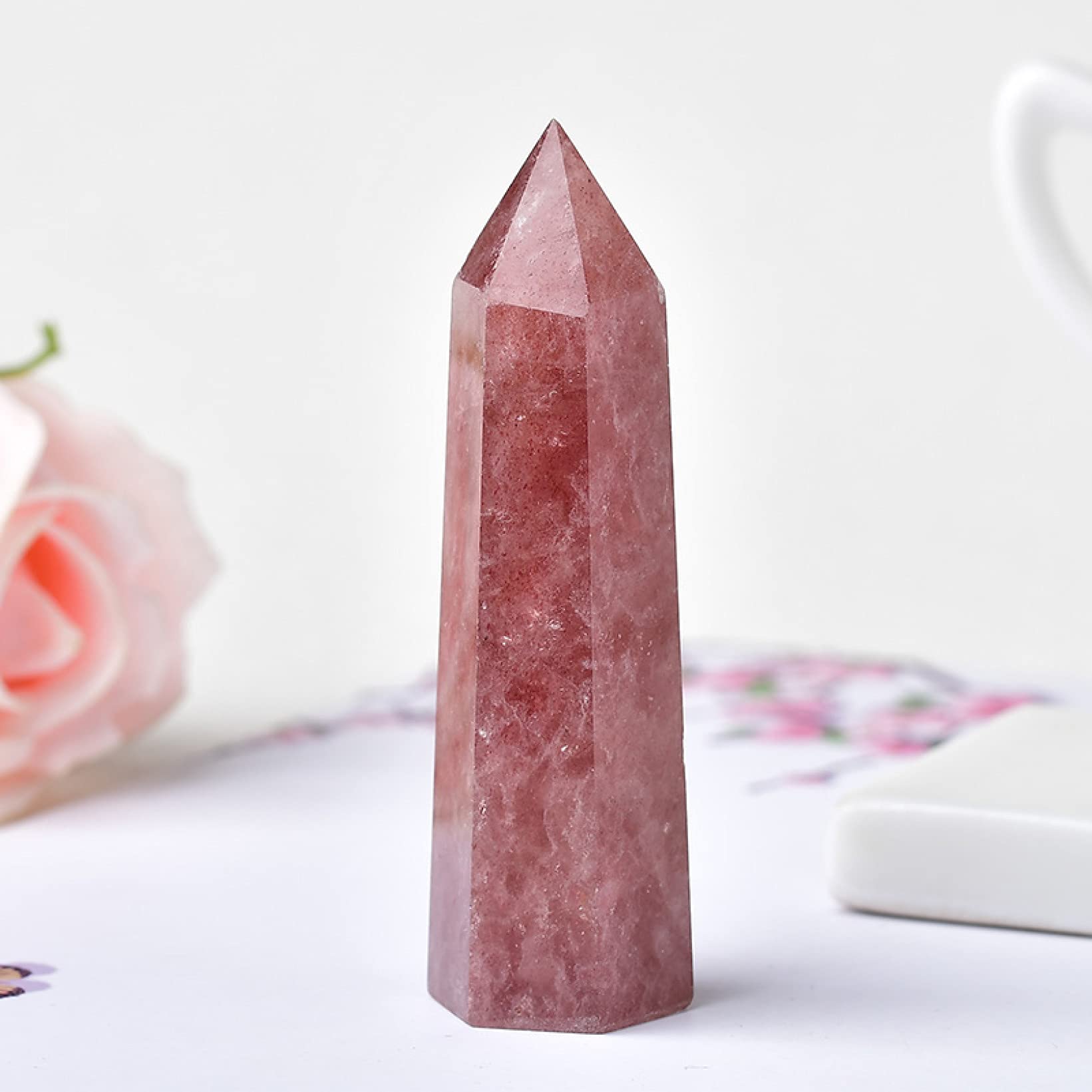 Natural Crystal Wand Point - Reiki Healing Stone Tower for Energy Cleansing & Chakra Balancing - Polished Mineral Ore for Home, Office & Meditation Space Decoration - Perfect for Yoga, Feng Shui & Spiritual Healing Practices