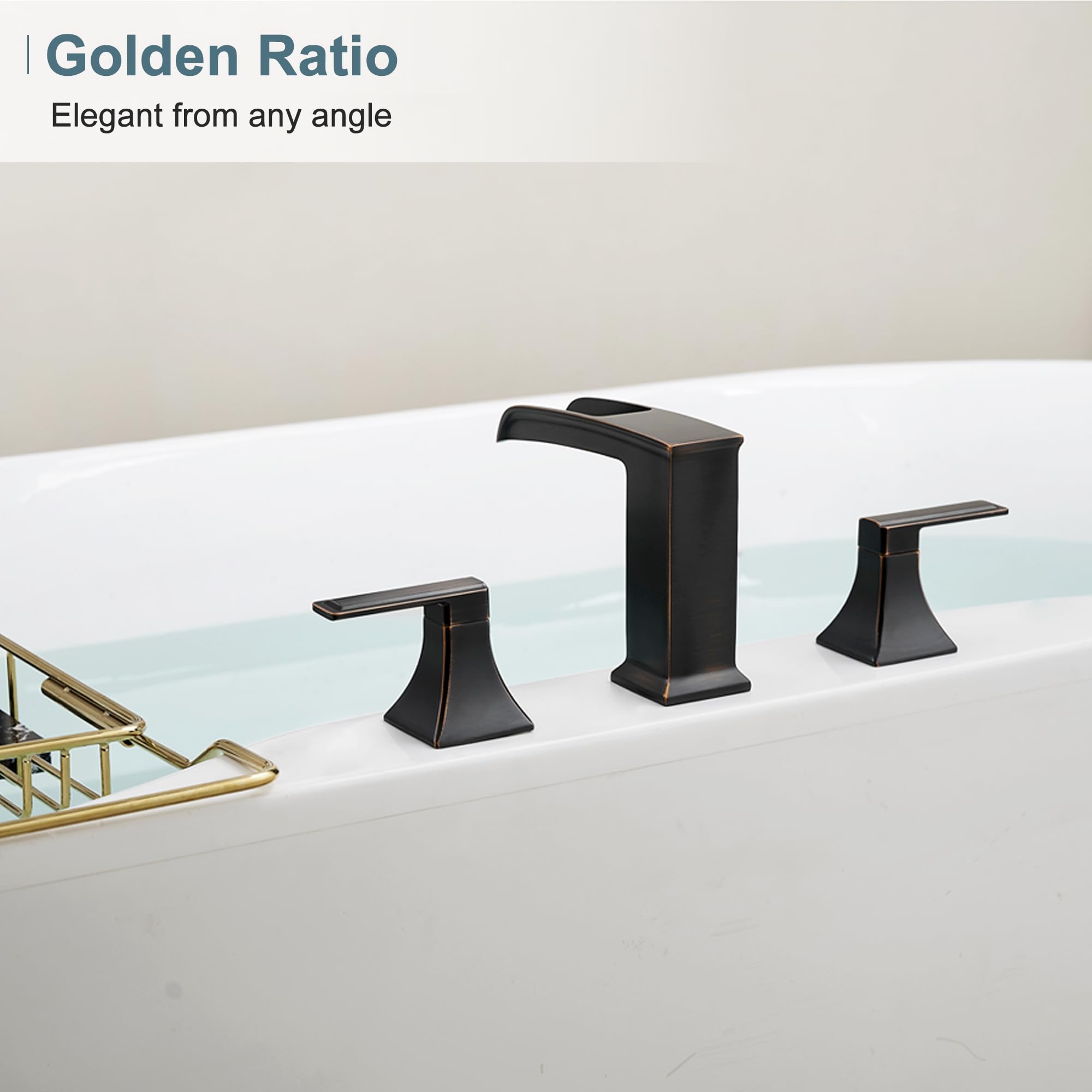 Premium Solid Brass Oil Rubbed Bronze Waterfall Roman Tub Faucet - High Flow Deck Mount Bathtub Faucet Set with 2 Handles (3 Hole Widespread) - Leak-Proof & Easy 15-Minute Installation - Perfect for Luxury Bathrooms, Spa Retreats & Modern Home Decor
