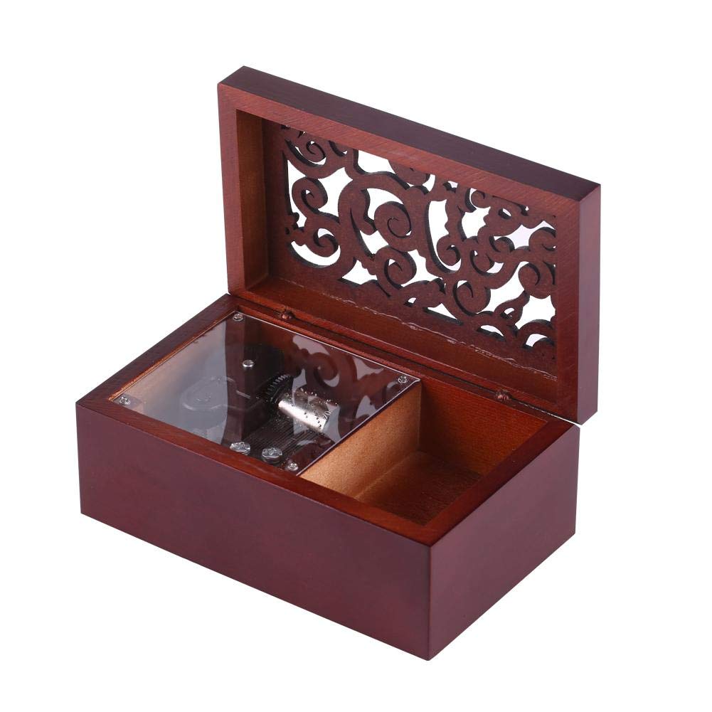 Wooden Music Box 18 Note - Mini Wind Up Musical Toy Gift for Birthday (#2-Silver) - Perfect for Weddings & Anniversaries