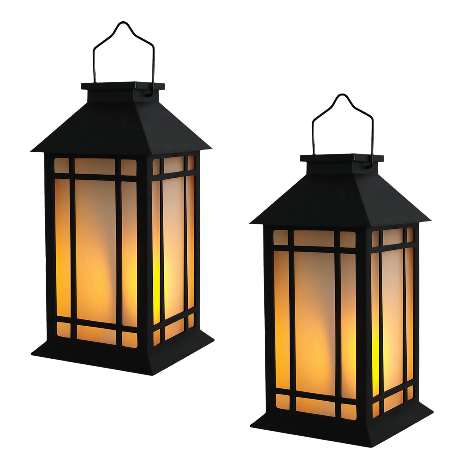 13-Inch IP65 Waterproof Outdoor LED Lantern with Flameless Candle & Timer - Battery Powered Decorative Lighting for Patio, Garden, Pathway & Porch (2 Pack) - Perfect for Backyard Parties, Wedding Decor & Camping Nights