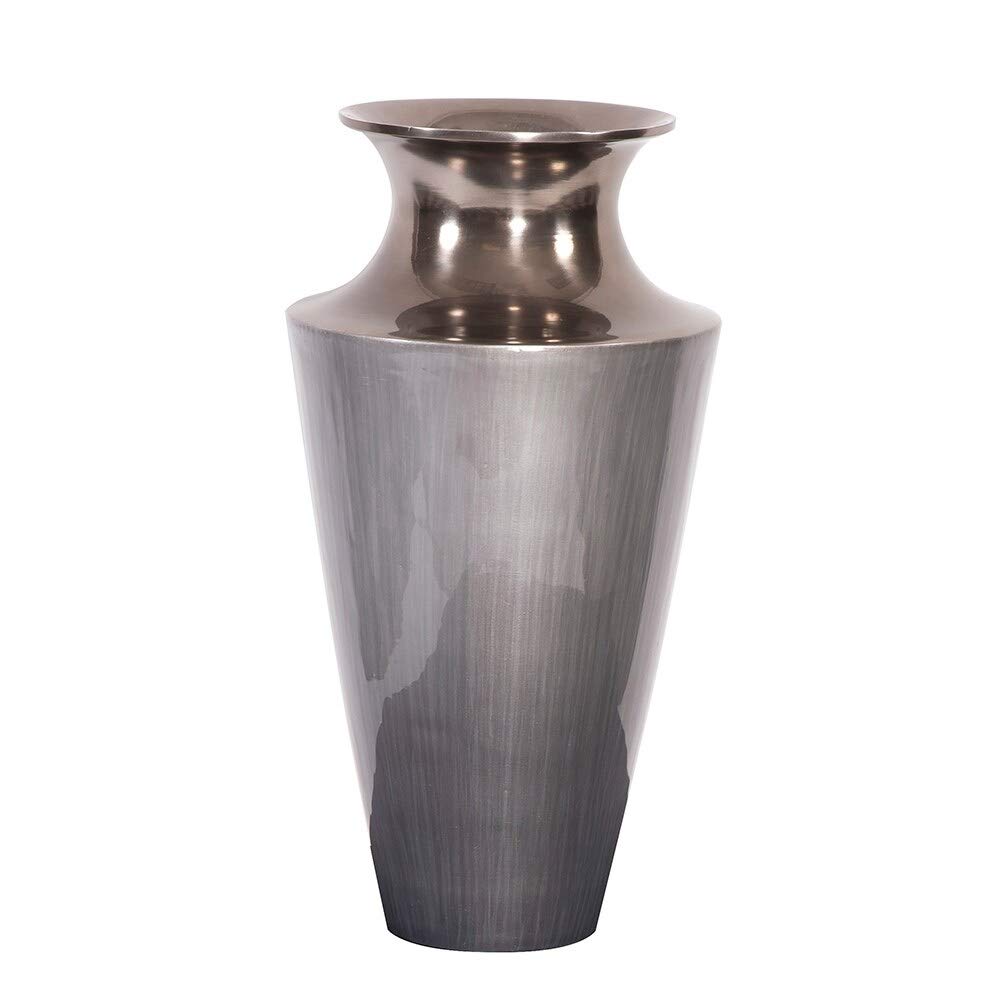 Large Gray Glazed Flared Aluminum Vase - Modern Home Decor for Living Room, Dining Table & Office Desk Centerpiece