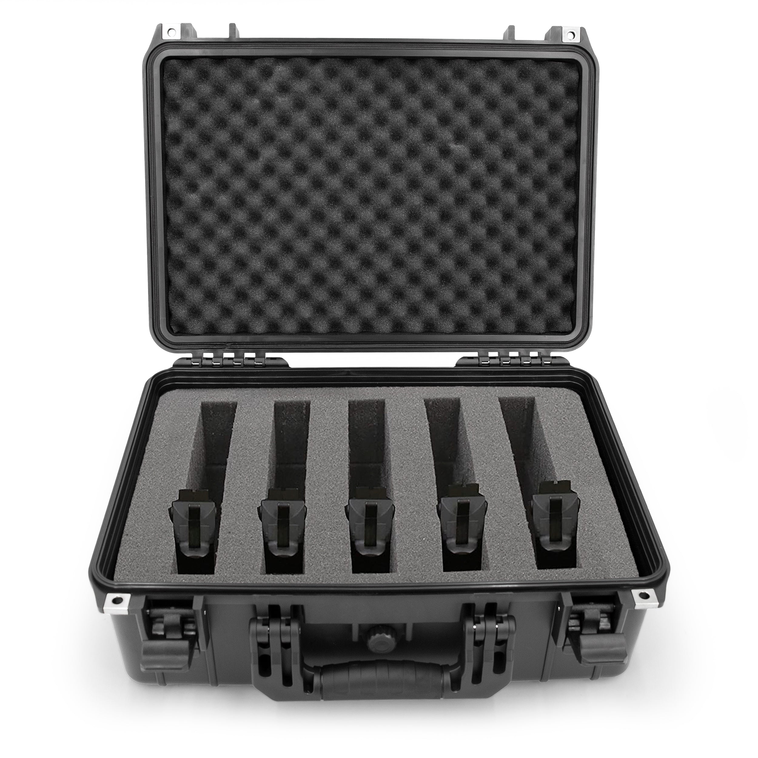 CASEMATIX 18 Customizable 6 Pistol Waterproof Shockproof Hard Gun Case with 3 Foam Layers for Pistols, Magazines & Accessories | Perfect for Range, Travel & Secure Storage