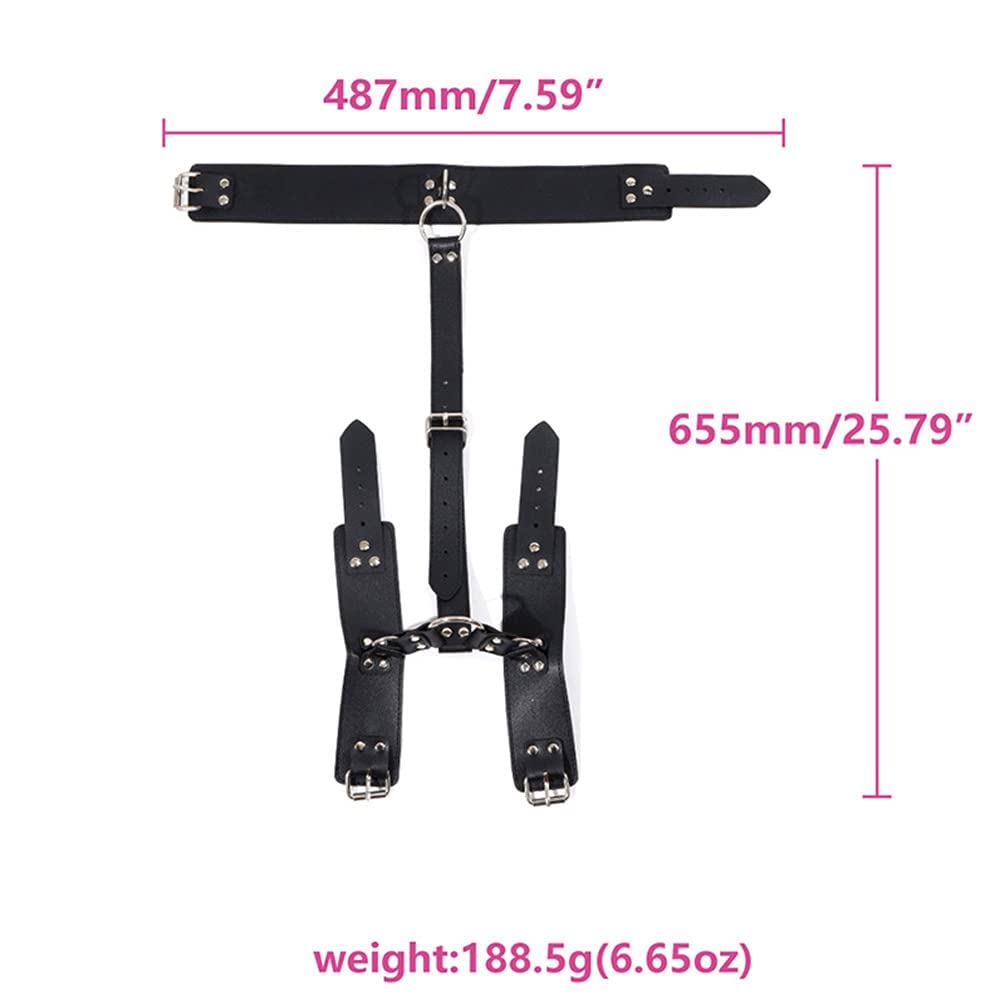 Premium Faux Leather BDSM Collar & Handcuffs Set - Adjustable Restraint Harness Choker with Wristbands for Couples Roleplay, Bondage Sex Games (Perfect for Valentine's Day, Bachelorette Parties & Spicy Bedroom Adventures)