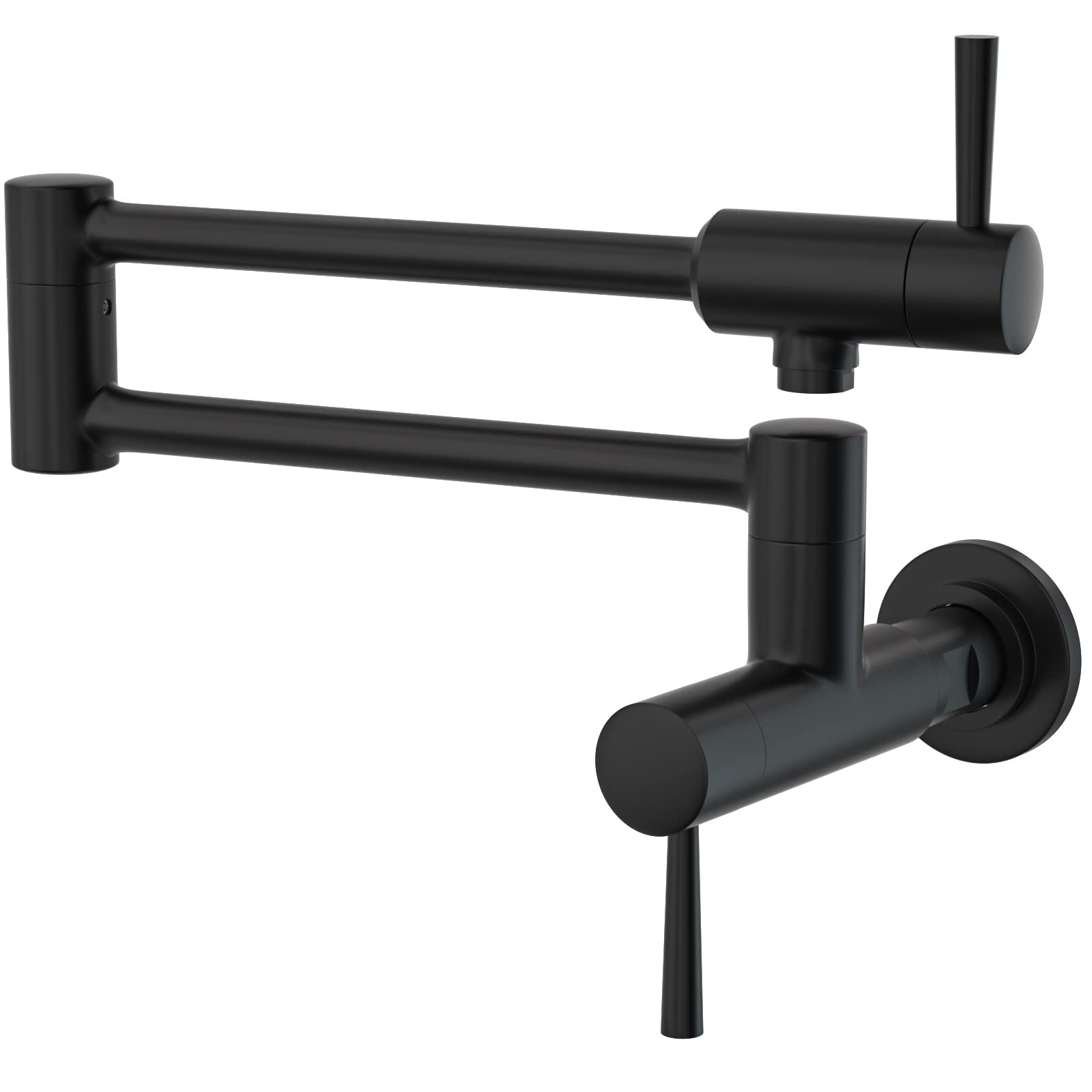 **MSTJRY Matte Black Pot Filler Faucet - Wall Mount Stainless Steel Kitchen Faucet with Stretchable Double Joint Swing Arm, Single Hole Two Handle Folding Design - Perfect for Cooking, Filling Large Pots & Sink Tasks**