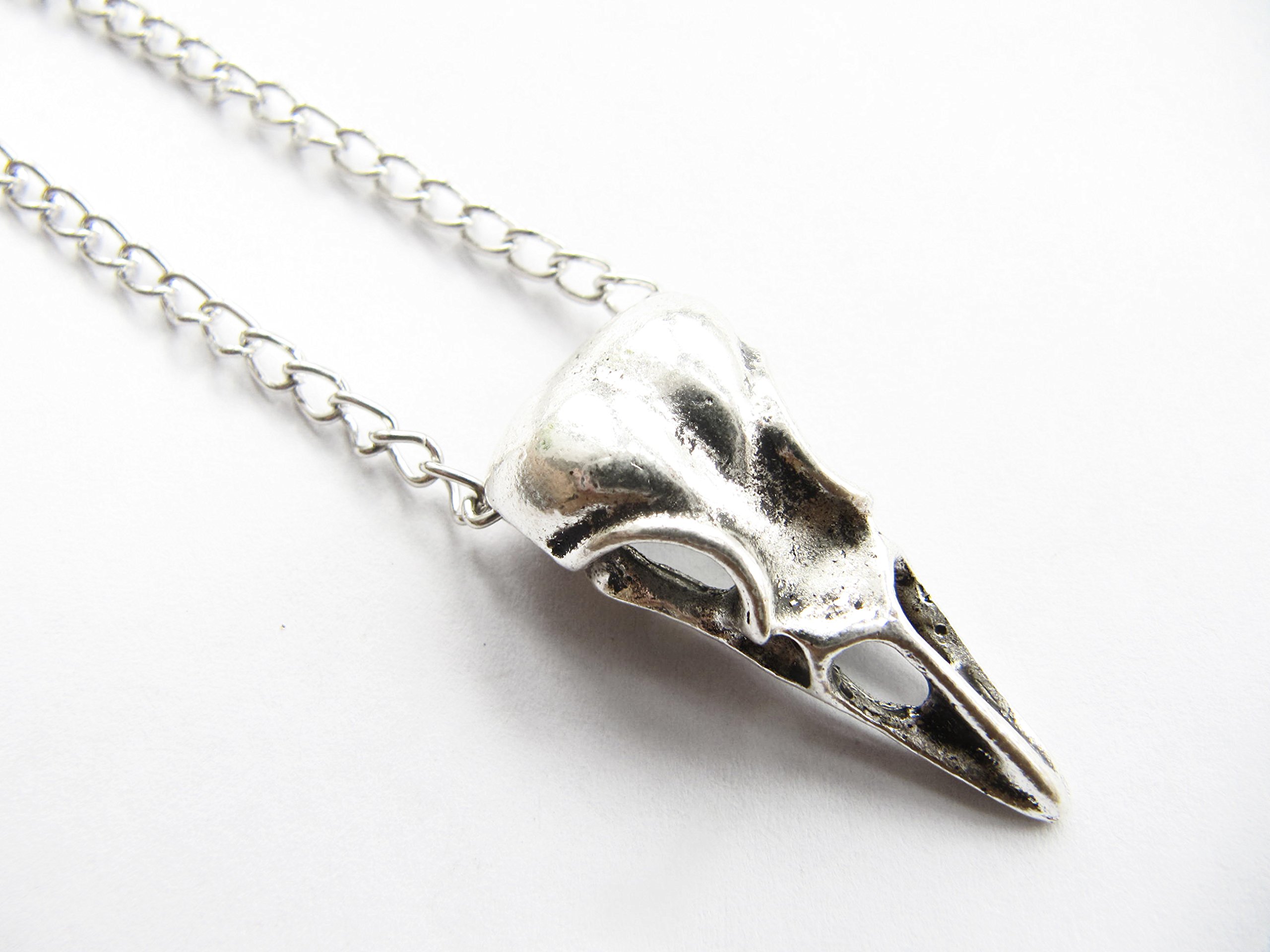 Gothic Raven Skull Pendant Necklace - Large Bird Skull Jewelry for Men & Women - Perfect for Goth Fashion, Halloween Costume, and Dark Aesthetic Outfits
