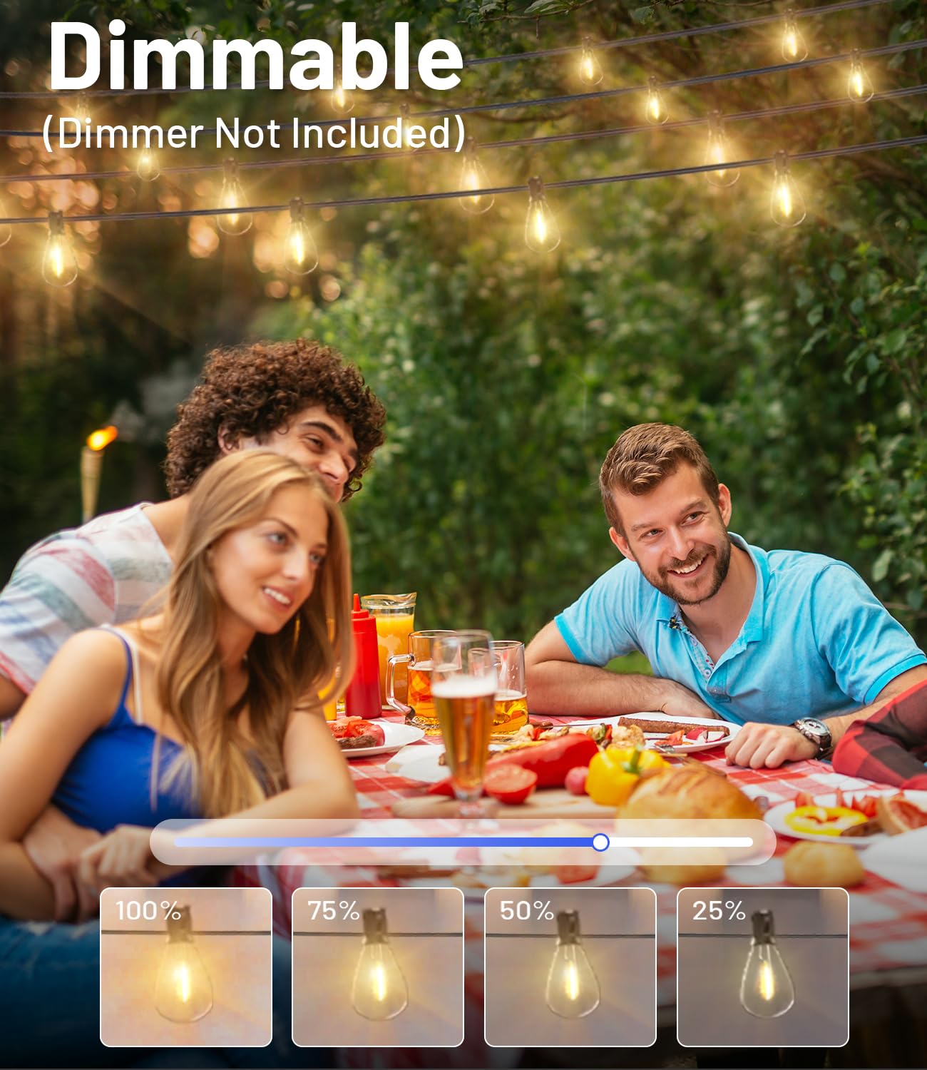 Tenmiro 120FT Outdoor String Lights with 30+2 Shatterproof LED Edison Bulbs - Waterproof, Ultra Long Patio Lights for Porch, Deck, Garden, Backyard, Balcony, Wedding & Party Decor | Perfect for Outdoor Gatherings, Romantic Evenings & Holiday Lighting
