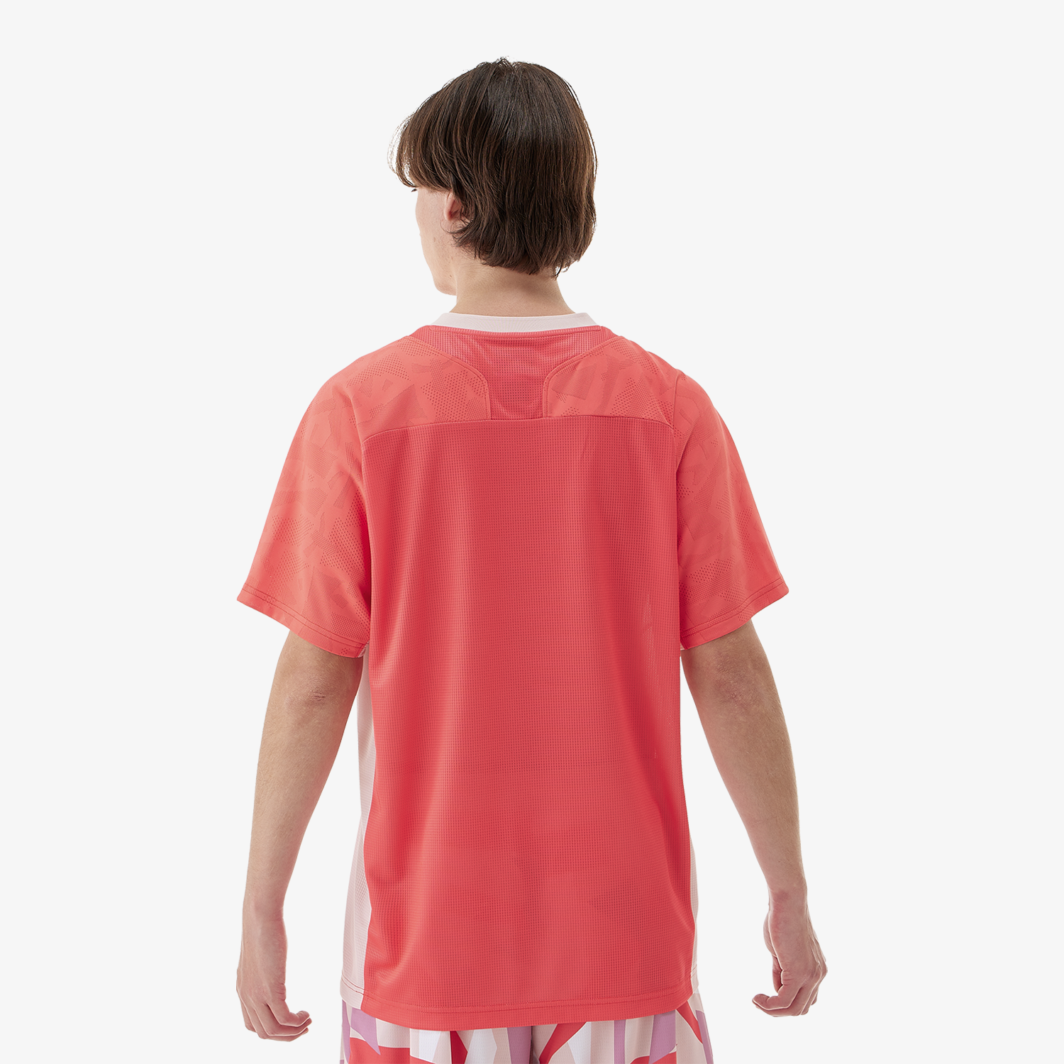 Yonex Men's Crew Neck Performance Shirt 10634 - Coral Red - Breathable & Moisture-Wicking for Tennis, Golf & Casual Wear