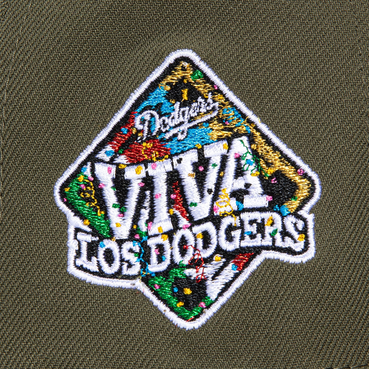 New Era 59Fifty Los Angeles Dodgers Viva Los Dodgers Patch Snapback Hat - Olive Green Baseball Cap for Men & Women - Perfect for Games, Streetwear & Sports Fan Collections