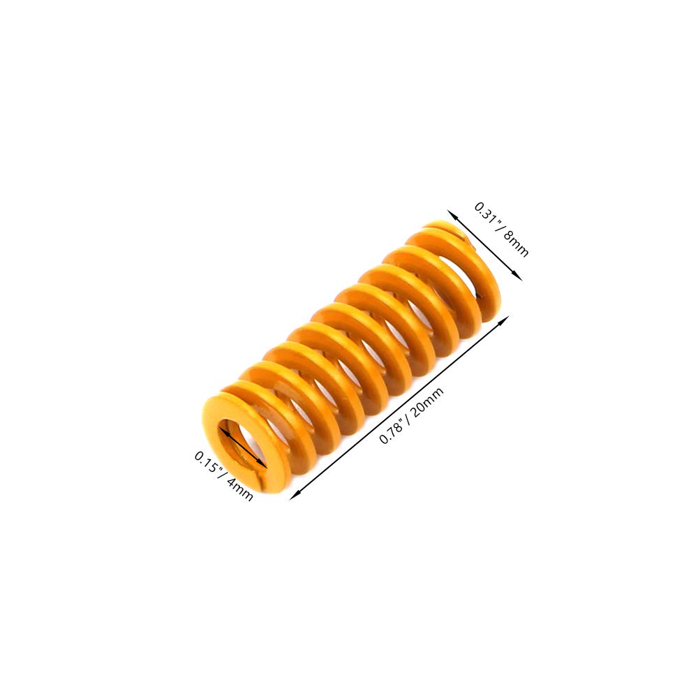 FYSETC 3D Printer Springs - 8mm OD 20mm Length Compression Die Springs for Creality Ender 3/Pro/V2, CR-10, Hot Bed Leveling - Light Load Replacement Parts (Pack of 10) - Perfect for 3D Printing Enthusiasts & DIY Projects