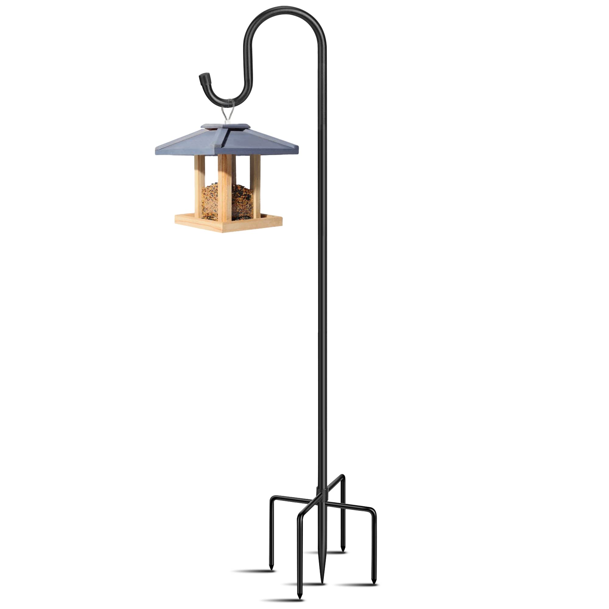 Adjustable 48in Shepherd's Hooks for Outdoor - 5-Prong Base Garden Hooks for Hanging Solar Lights, Hummingbird Feeders, Wedding Decor - Perfect for Patio, Lawn, Yard & Outdoor Decorations