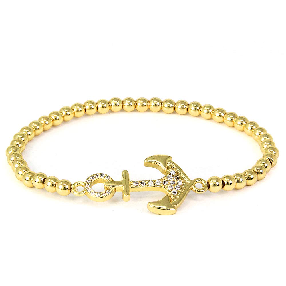 Fashion Stainless Steel Rhinestone Beaded Stretch Bracelet for Women & Teen Girls - Gold & Silver Charm Elastic Bangle, Perfect for Parties, Gifts & Everyday Wear