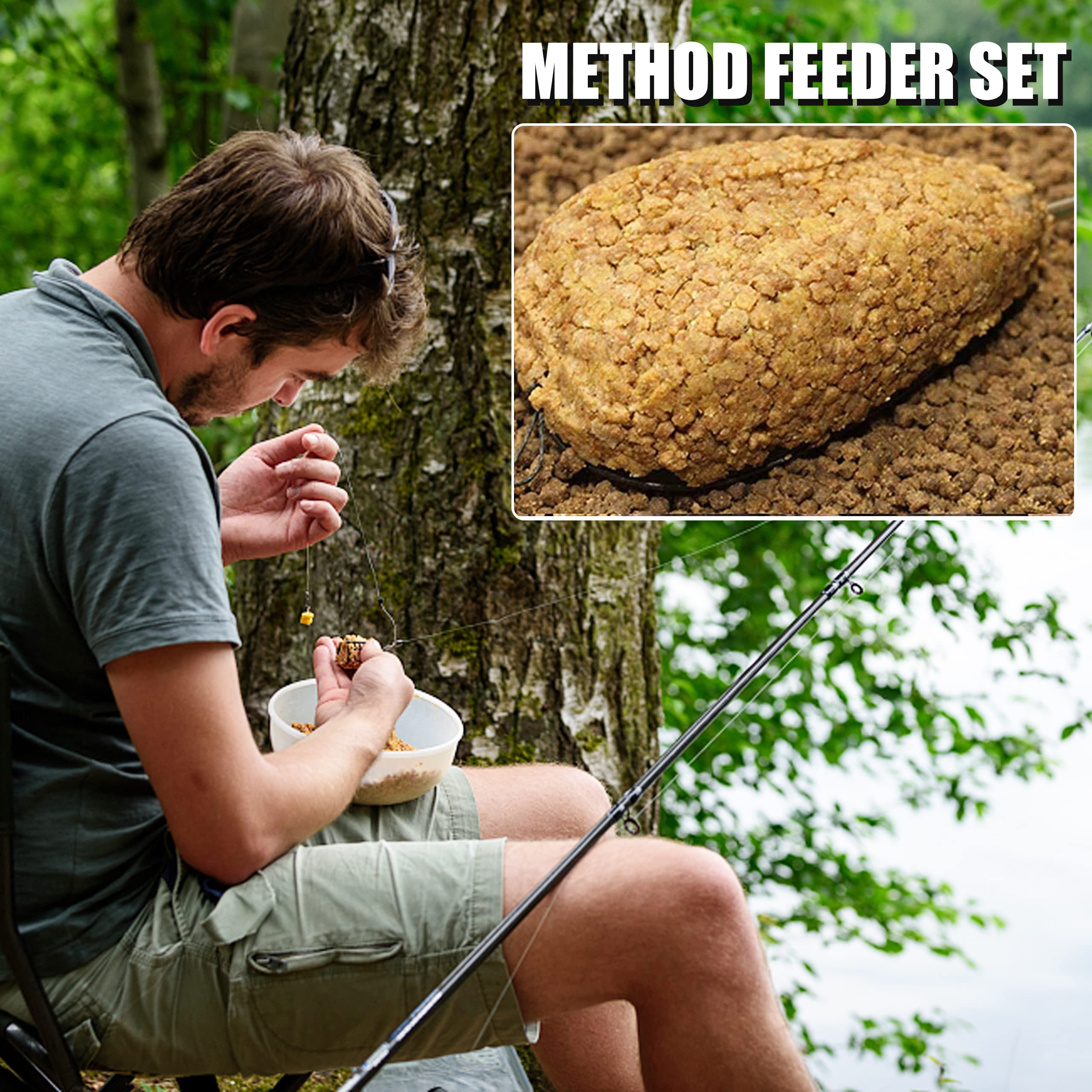 **Inline Method Feeders Set for Carp Fishing - 4 Pack with Quick Release Bait Holder | Perfect for Freshwater Fishing, Lake & River Angling**