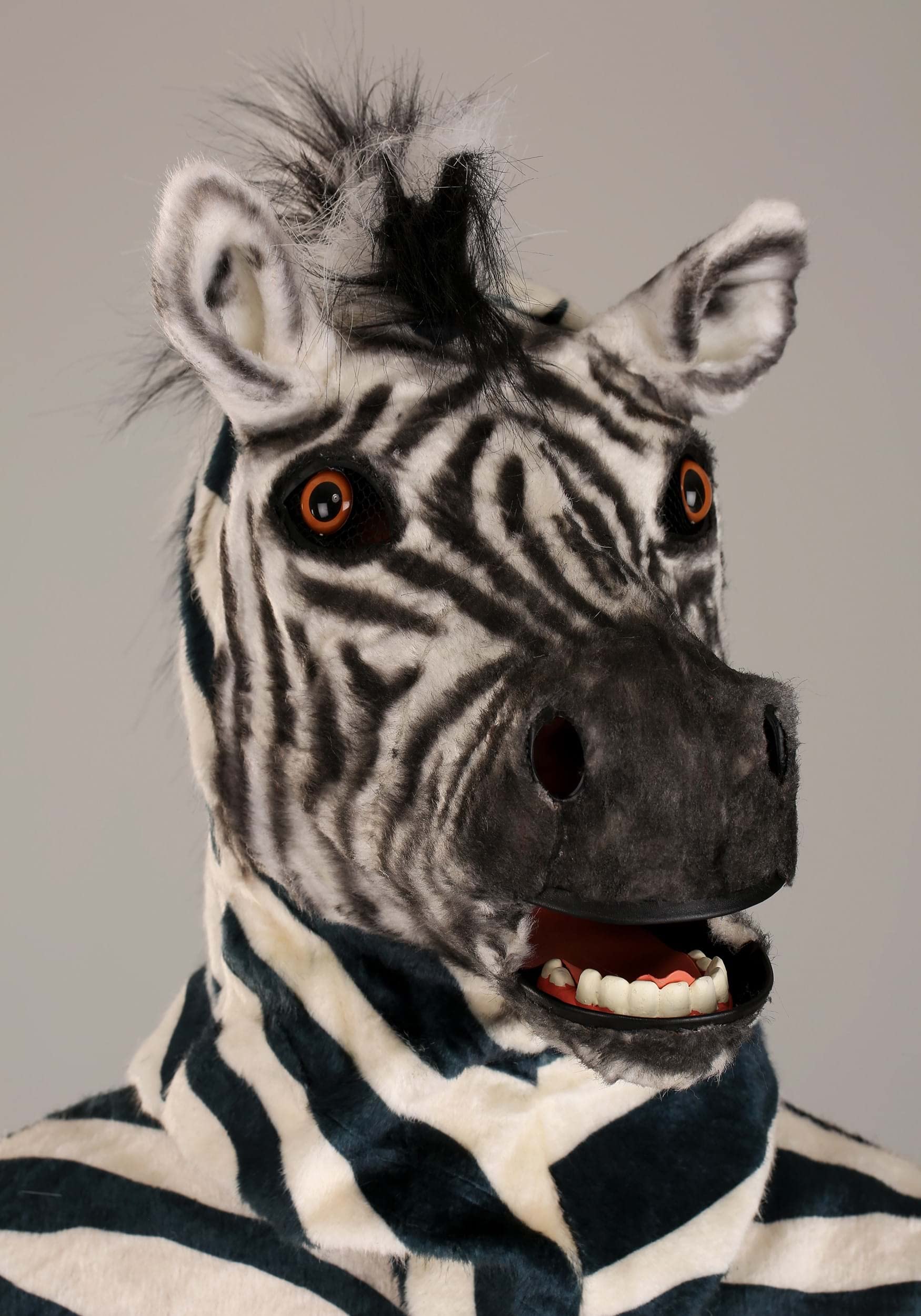Elope Zebra Mascot Costume Set for Adults - Full Body Jumpsuit, Realistic Mask with Mouth Movement, Faux Fur Mitts & Slippers | Perfect for Halloween, Cosplay, Themed Parties, and Mascot Performances