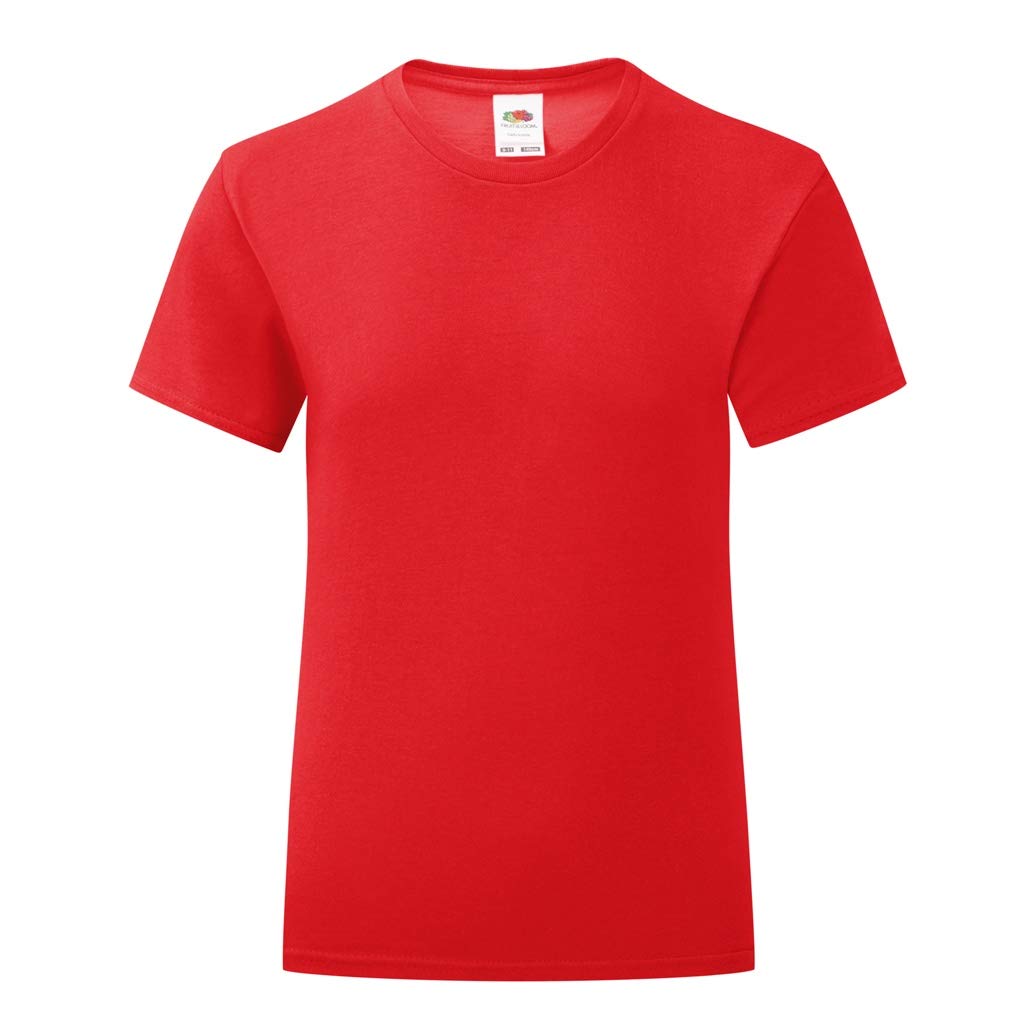 Fruit of the Loom Girls Iconic T-Shirt for Ages 7-8 | Light Graphite Cotton Tee | Casual Wear, School Uniform & Everyday Outfits