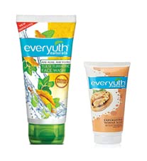 Everyuth Naturals Exfoliating Walnut Scrub & Tulsi Turmeric Face Wash Combo - 25g + 50g | Deep Cleansing & Brightening Skincare Set for Glowing Skin | Perfect for Daily Face Care Routine