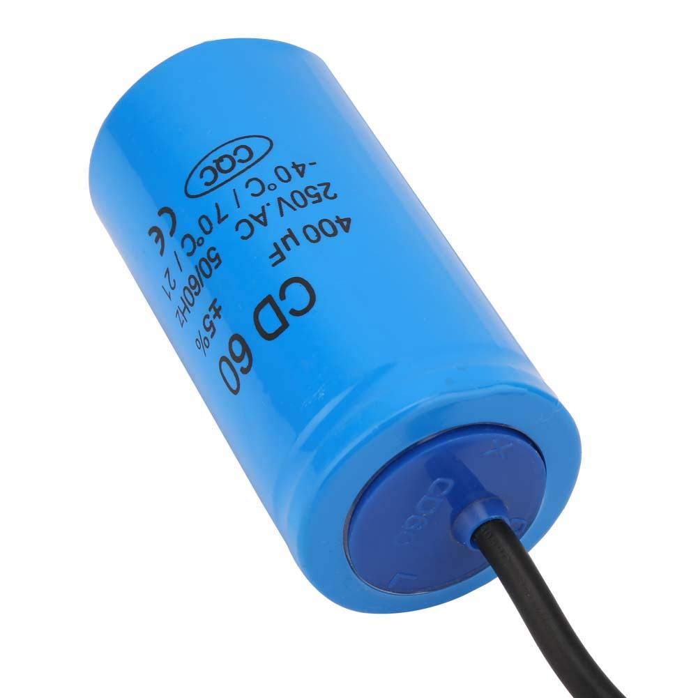 CD60 250V AC 400uF Motor Run Capacitor with Wire - 50/60Hz for Air Compressor, HVAC & Electric Motors | Durable Start Capacitor for Pumps, Fans & Power Tools