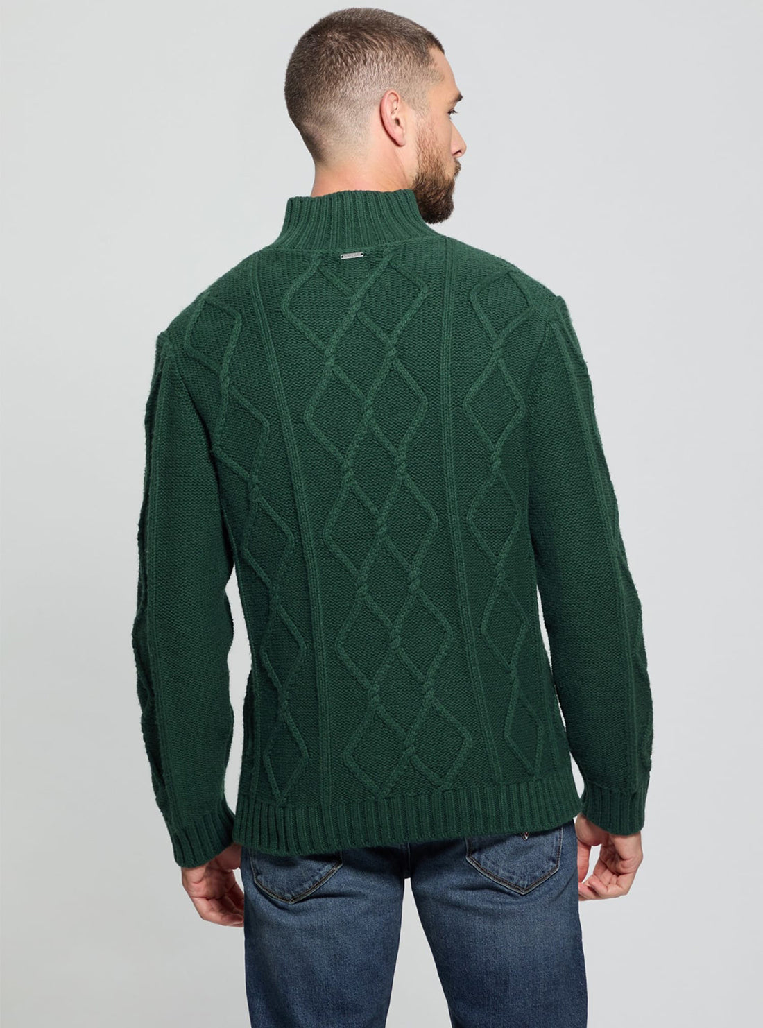 Green Diamond Cable Knit Sweater for Women - Cozy Winter Pullover for Casual Outfits & Holiday Gatherings
