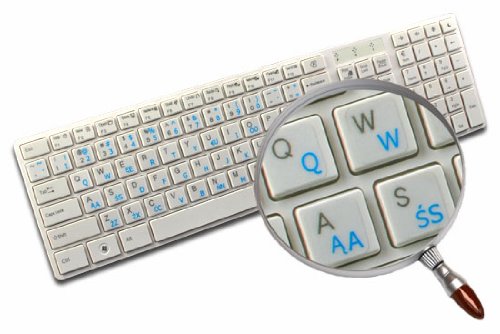 Polish Programmer Keyboard Labels - Blue Lettering for Coding & Gaming