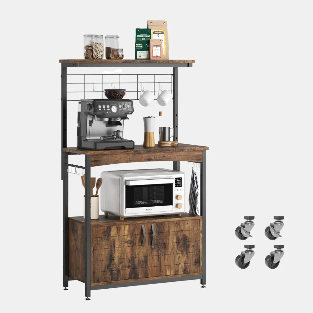 Bestier Microwave Stand with Storage Cabinet - Sturdy Bakers Rack for Kitchen Organization | Perfect for Small Spaces, Apartments & Countertop Storage