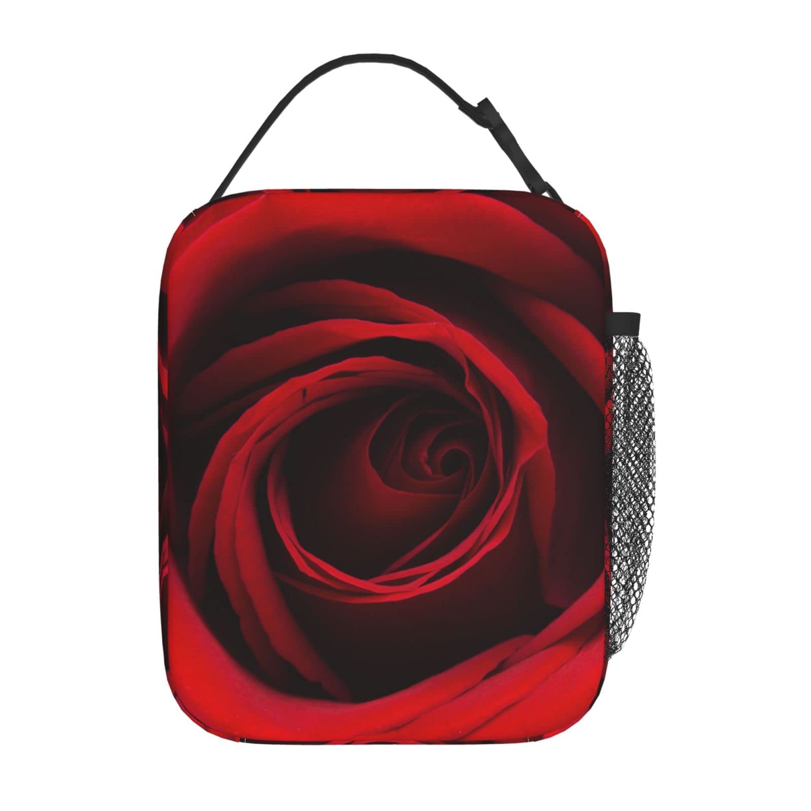 YETTA YANG Insulated Lunch Box - Cute Red Rose Floral Design, Portable & Reusable Thermal Lunch Bag for Women & Men - Perfect for Work, School, Picnic, Camping & Valentine's Day Gifts