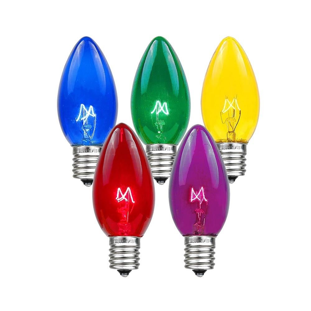 500 Pack C7 Christmas Replacement Bulbs - 5W E12 Candelabra Base Outdoor String Lights - Multi-Color Novelty Holiday Bulbs for Christmas Tree, Roof, Yard & Party Decorations