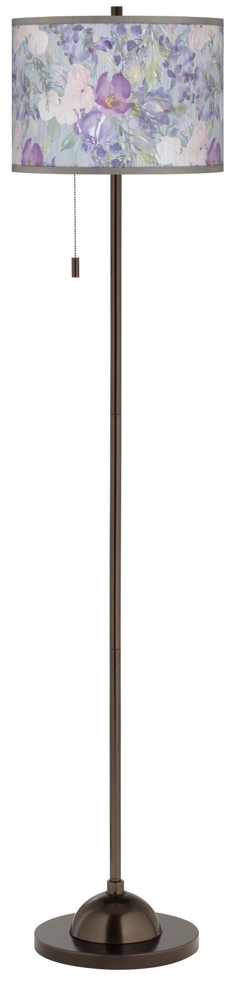 Spring Flowers Bronze Club Floor Lamp with Printed Shade - Elegant Home Decor for Living Room, Bedroom & Office Lighting