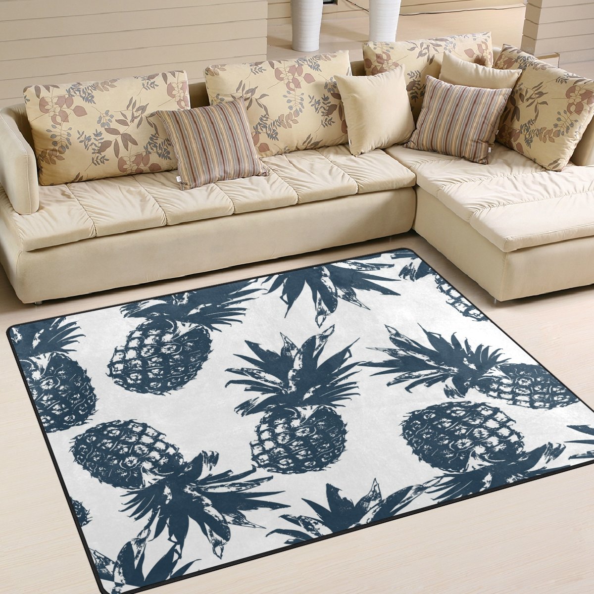 ALAZA Vintage Watercolor Pineapple Area Rug - 5'3