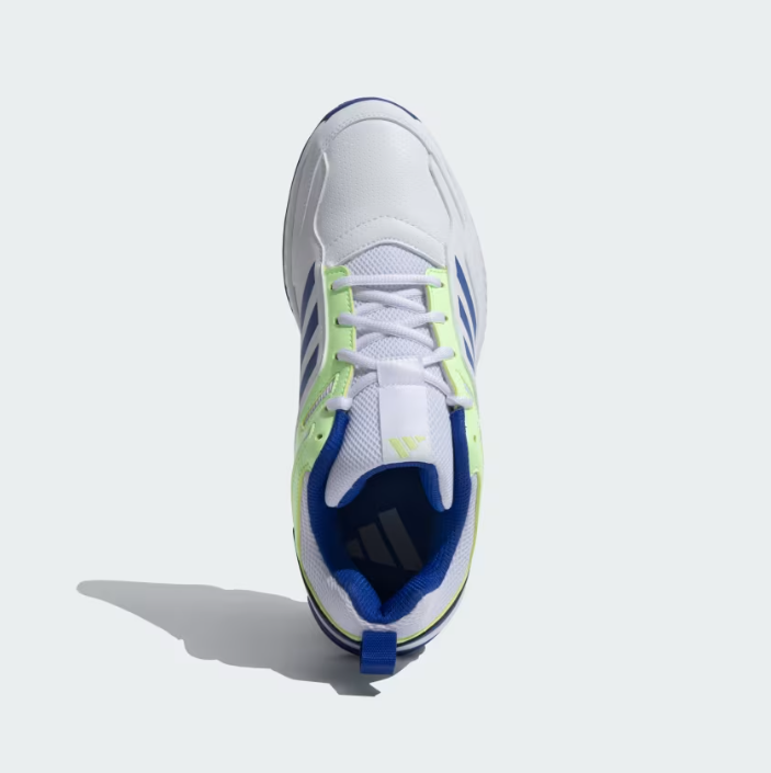 Adidas Cri Rise V2 Cricket Shoes for Men - Cloud White/Semi Lucid Blue/Green Spark - Lightweight Performance Footwear for Cricket Matches & Training