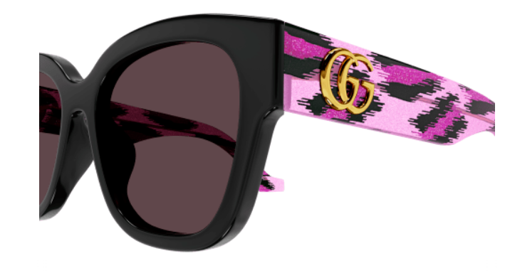 Gucci GG1550SK 004 Black & Red Striped Cat Eye Sunglasses for Women - Fashionable UV Protection Shades for Beach, Driving & Outdoor Activities