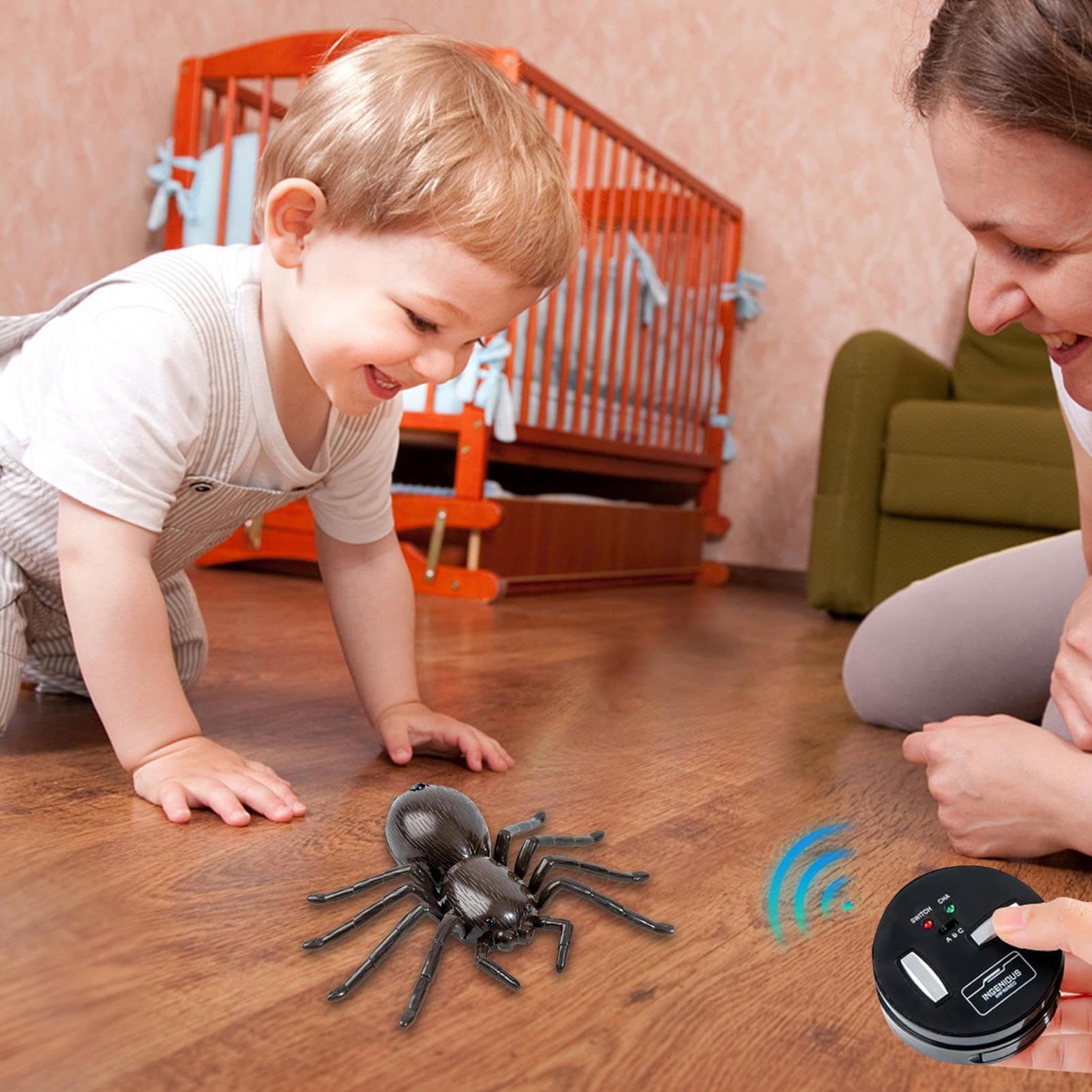 Realistic Remote Control Spider Toy with Glowing LED Lights - Halloween Prank Toy for Kids, Moving Legs & Scary Effects - Perfect for Halloween Parties, Pranks, Jokes & Scary Decorations (1pc)
