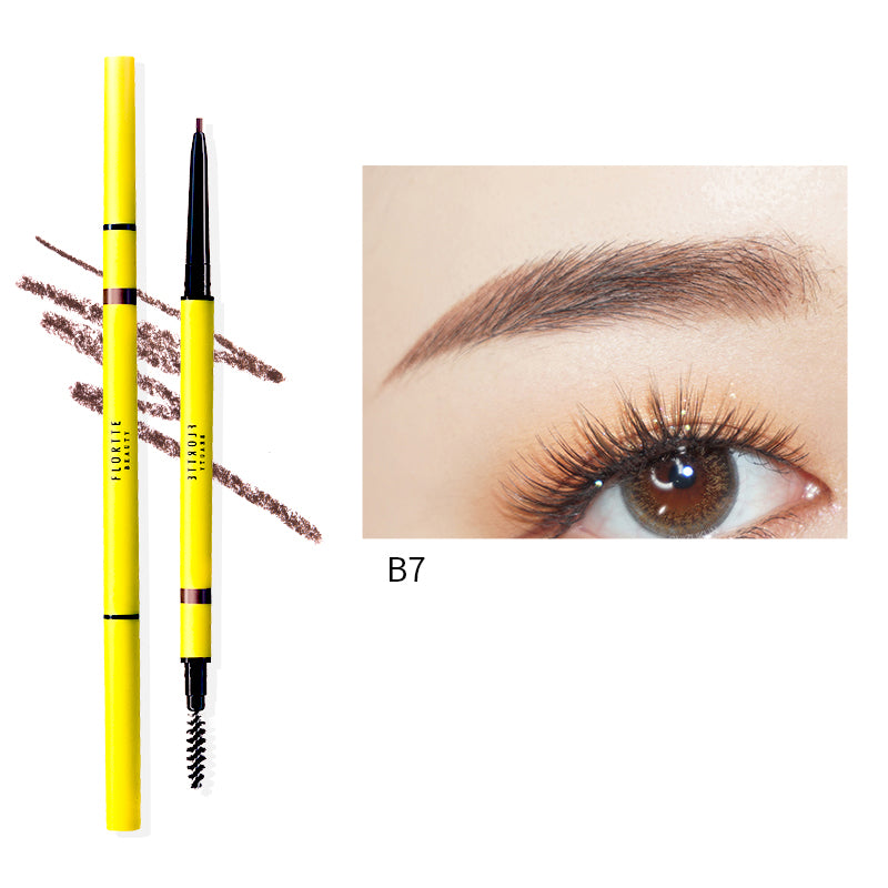 FLORTTE Rotating Dual Ended Fine Brow Pencil - Ultra Thin Brow Pencil for Natural Looking Brows, Waterproof & Long Lasting - Perfect for Eyebrow Shaping, Filling, and Everyday Makeup