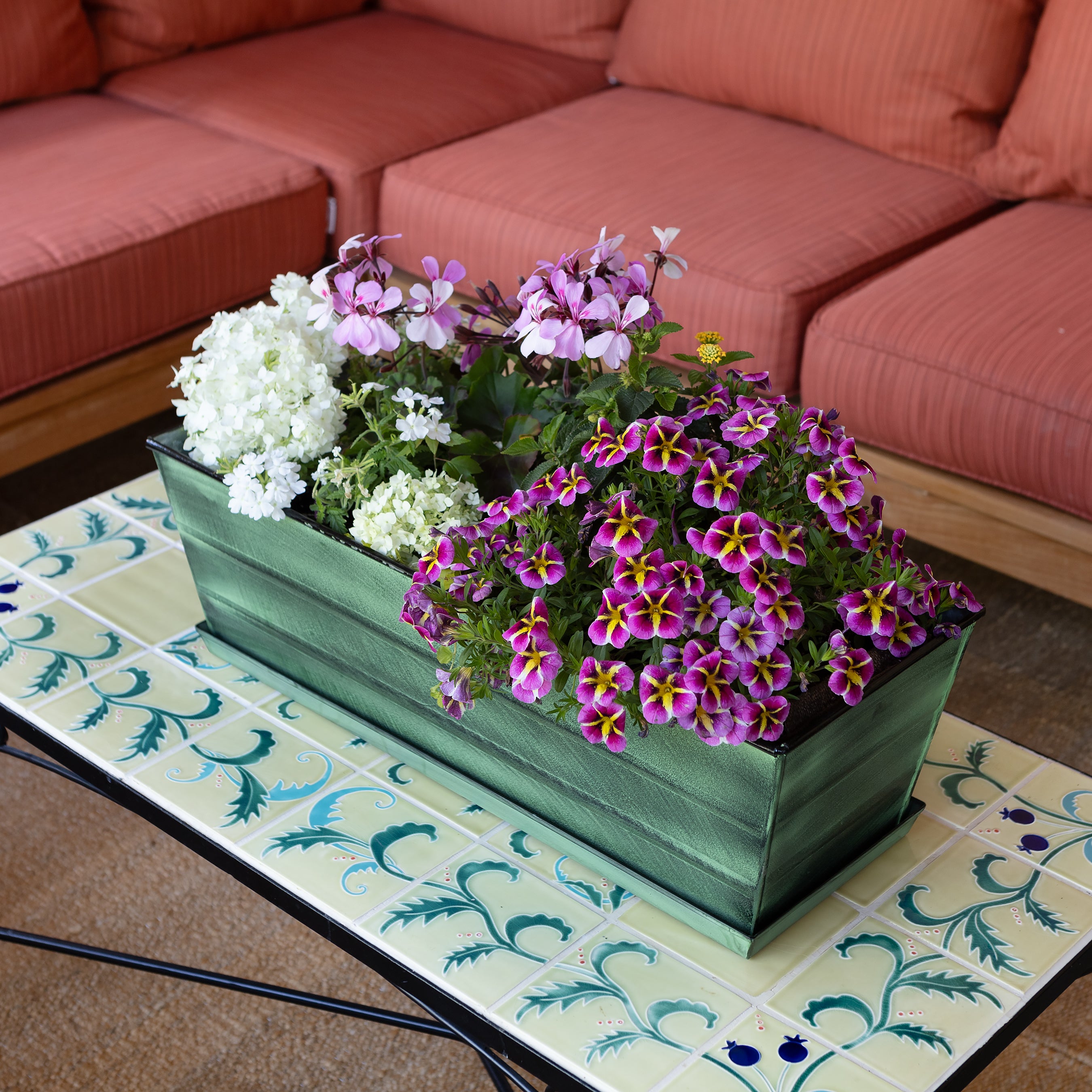 Achla Design Medium Green Flower Box Tray Kit - Perfect for Indoor Planters, Home Decor, and Garden Arrangements