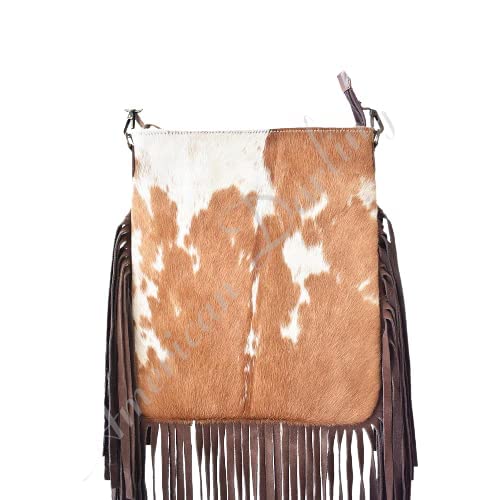 American Darling Women's Western Conceal Carry Crossbody Purse - Genuine Cowhide Leather with Fringe & Hair-On Design - Perfect for Everyday Use, Travel & Country-Themed Events
