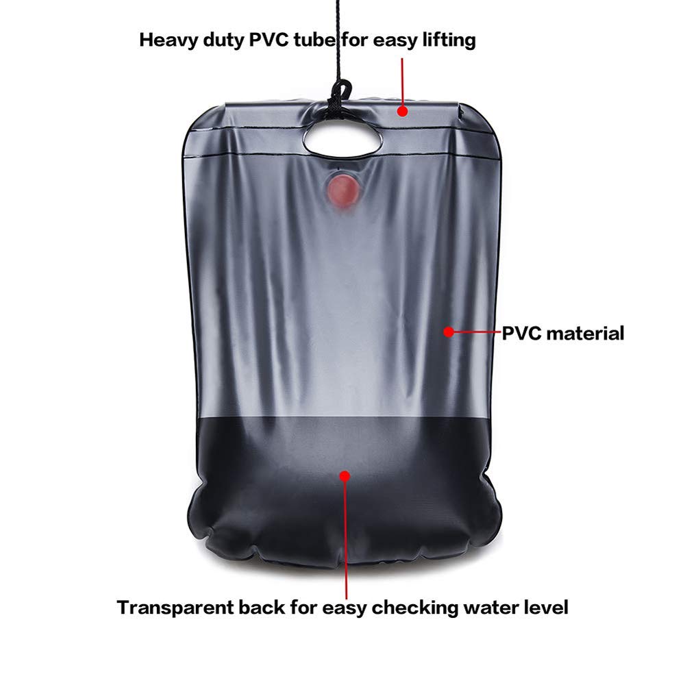 20L Portable Outdoor Solar Shower Bag - Black Camping Shower with Heating Function for Hiking, Beach & RV Trips | Layfoo Hot Water Bag