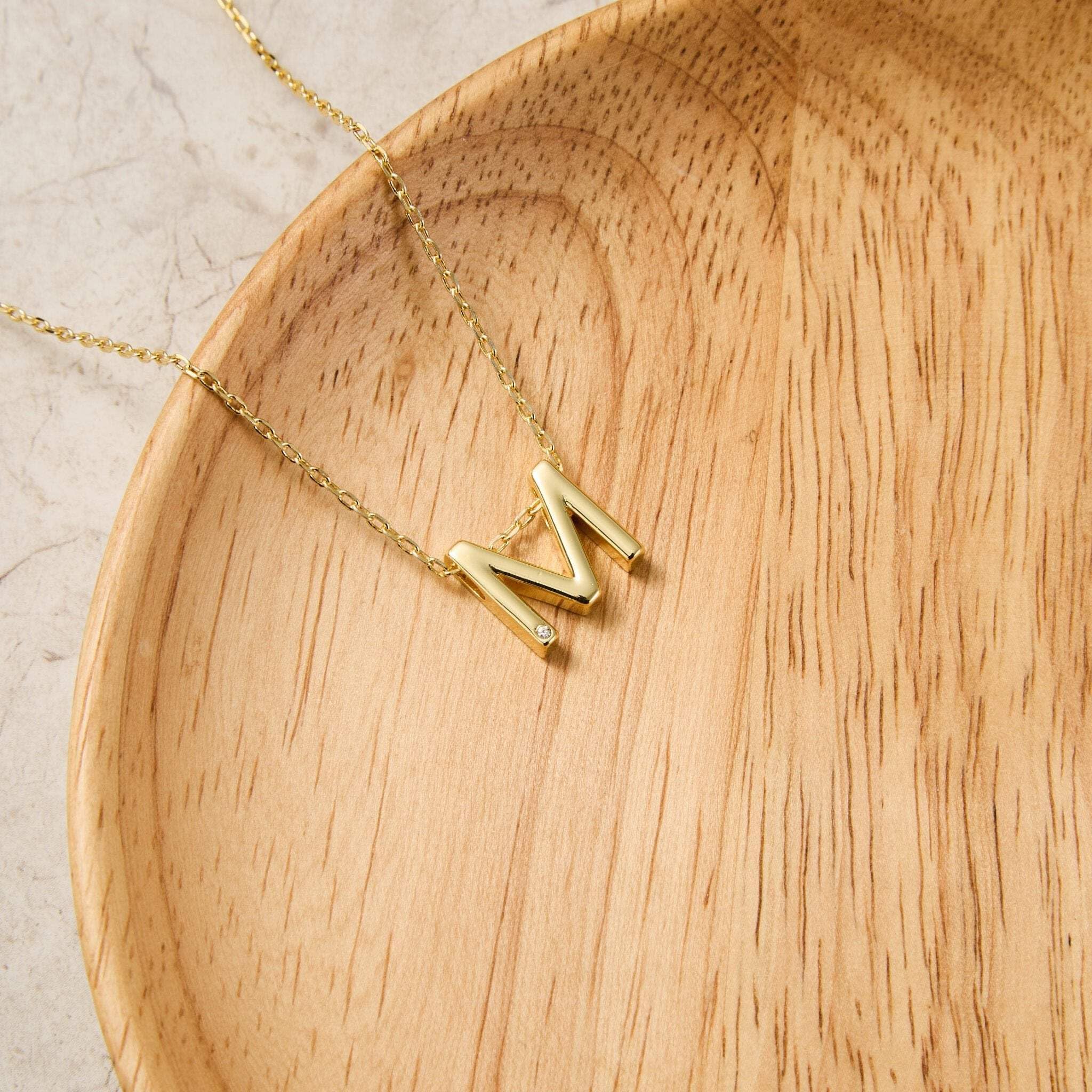 Gold Plated Initial Necklace A-Z with Zircondia® - Perfect Gift for Her