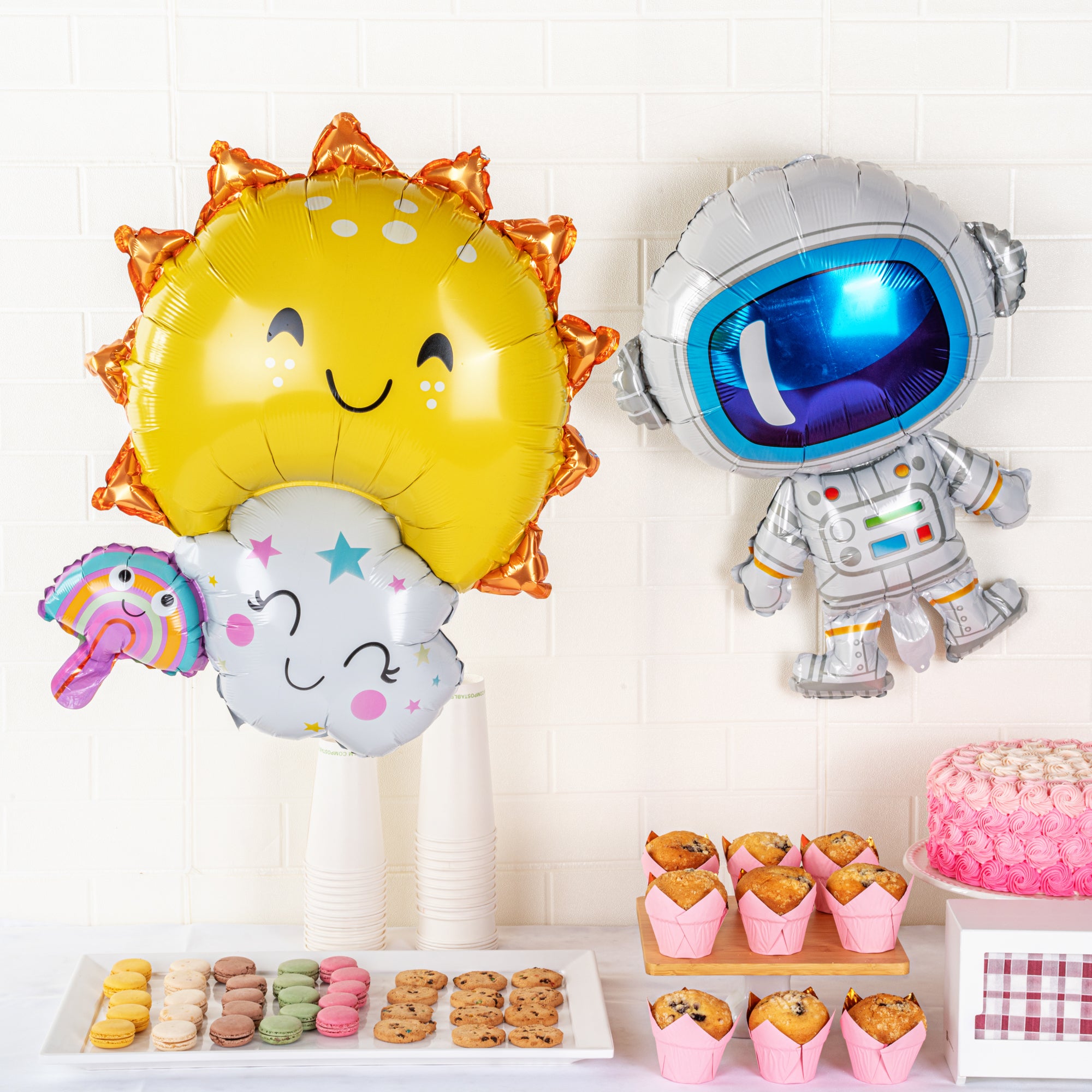Balloonify Mylar Sun, Cloud & Rainbow Balloons - 30.25x23.25 Inch Large Party Decorations (100 Count Bulk Pack) - Perfect for Birthday Parties, Baby Showers & Outdoor Events