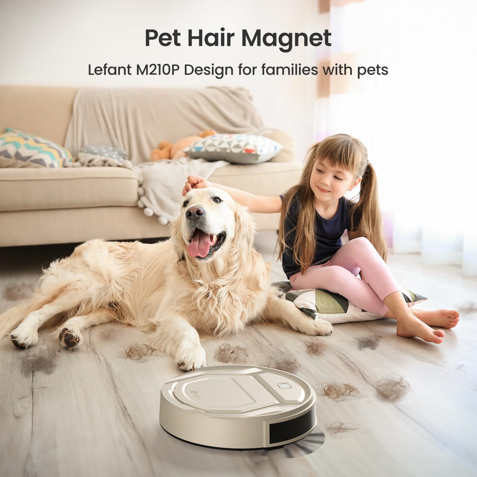 Lefant M210 Pro Robot Vacuum Cleaner - 2200Pa Strong Suction, Tangle-Free, Slim & Quiet Design, Self-Charging, Wi-Fi/APP & Alexa Compatible - Perfect for Pet Hair, Hardwood Floors, Carpets - Ideal for Home, Office, and Pet Owners