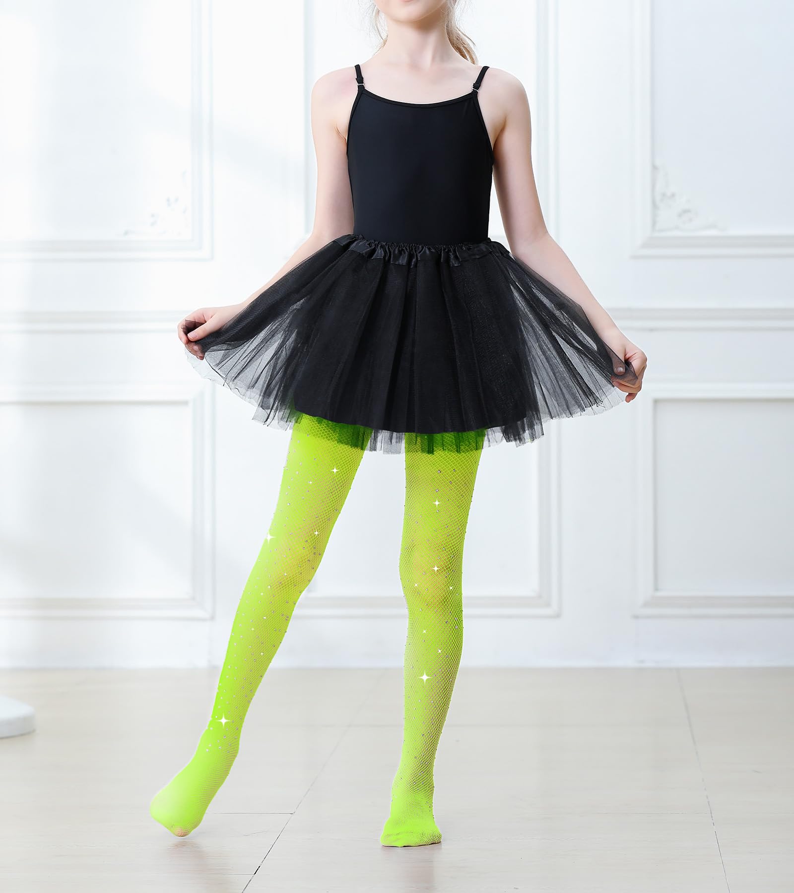 Sparkly Fishnet Tights for Girls - Glitter Rhinestone Stockings for Toddlers & Kids | Perfect for Halloween Costumes, Dance Performances & Party Outfits