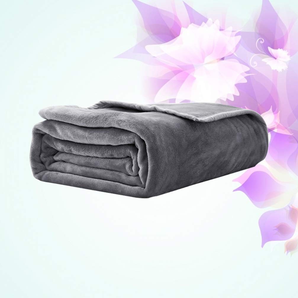 POPETPOP Solid Color Flannel Fleece Blanket - Soft Warm Cozy Bed Blanket for Winter, Home, Office & Travel Use
