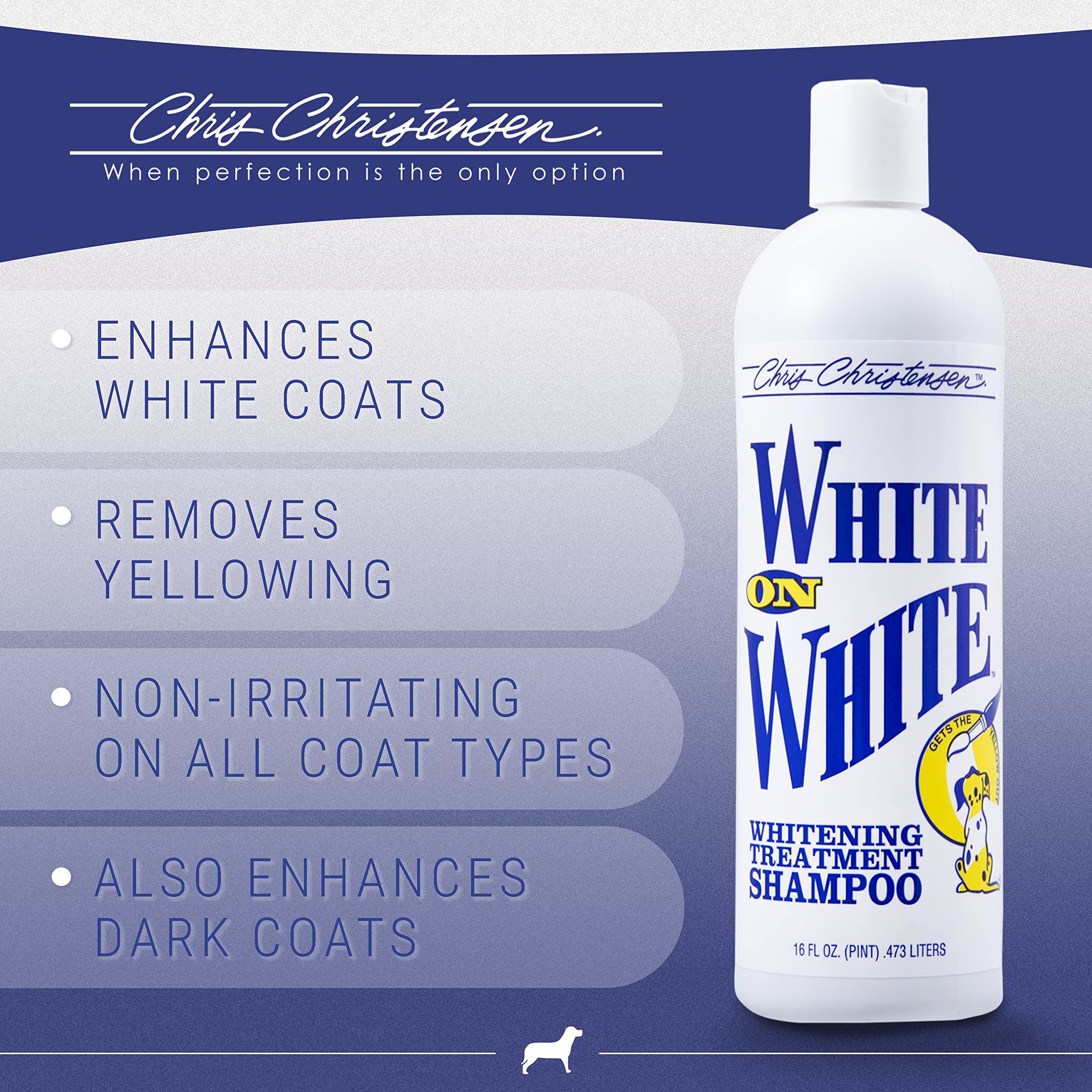 Chris Christensen White on White Treatment Shampoo & Big K Slicker Brush Bundle - Professional Dog Grooming Kit for Doodles, Poodles & Long-Haired Breeds | Made in USA | Perfect for Home & Salon Use