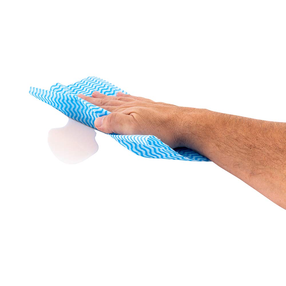Restaurantware RW Clean 11x11 Inch Reusable Cleaning Cloth Rolls - 10 Pack Heavy-Duty Dish Wipes | Machine Washable, Perforated Blue Viscose Disposable Cloths (50 Sheets/Roll) | Absorbent for Kitchen, Restaurant & Commercial Use