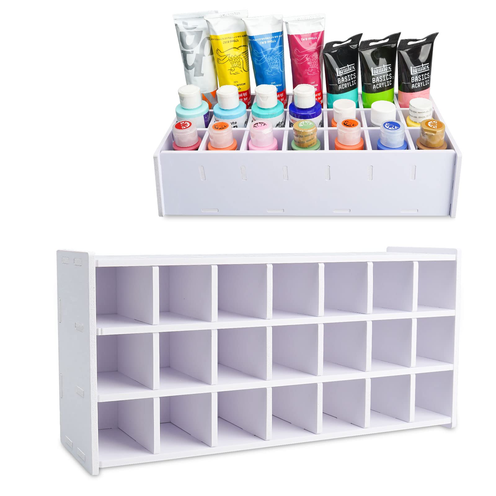Sanfurney 21-Compartment Paint Storage Tray - Organize Craft Paints, Oil Tubes & Watercolors - Perfect for Artists, DIY Projects & Classroom Art Supplies