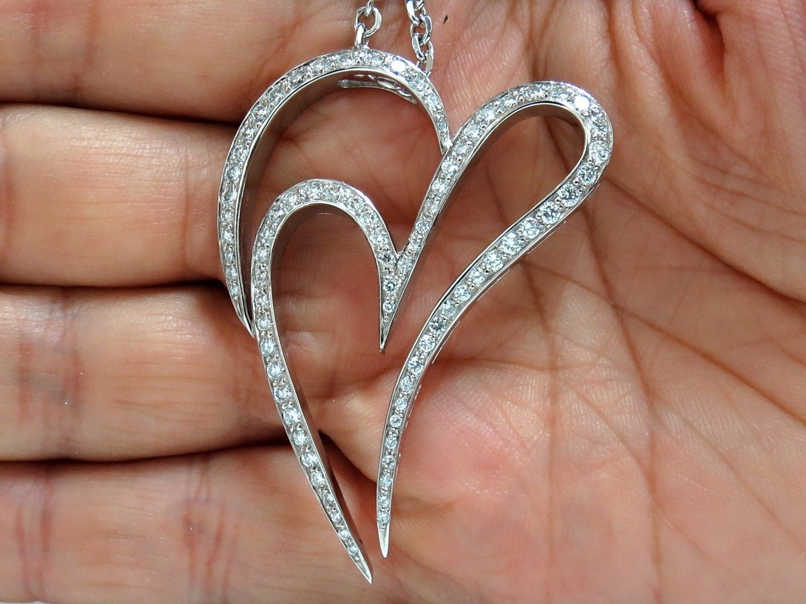 3.00 Carat Round Diamond Modern Swirl Heart Pendant with 14K Gold Chain - G/VS Quality, Rare & Elegant Jewelry for Anniversary, Valentine's Day & Special Occasion Gifts