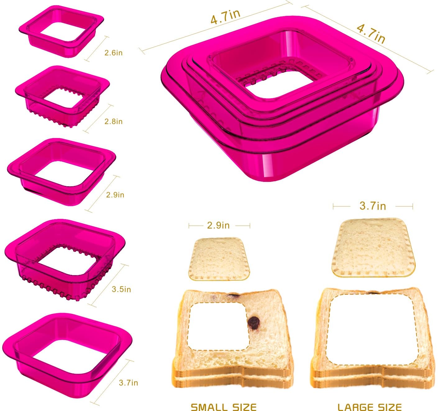 Tribe Glare Sandwich Mold Maker - 3-in-1 Sandwich Cutter & Sealer for DIY Bread, Pancakes, Cookies | Perfect for Kids Lunch Box, Bento Box & School Snacks | Fun Kitchen Tool for Boys & Girls (Purple Square)